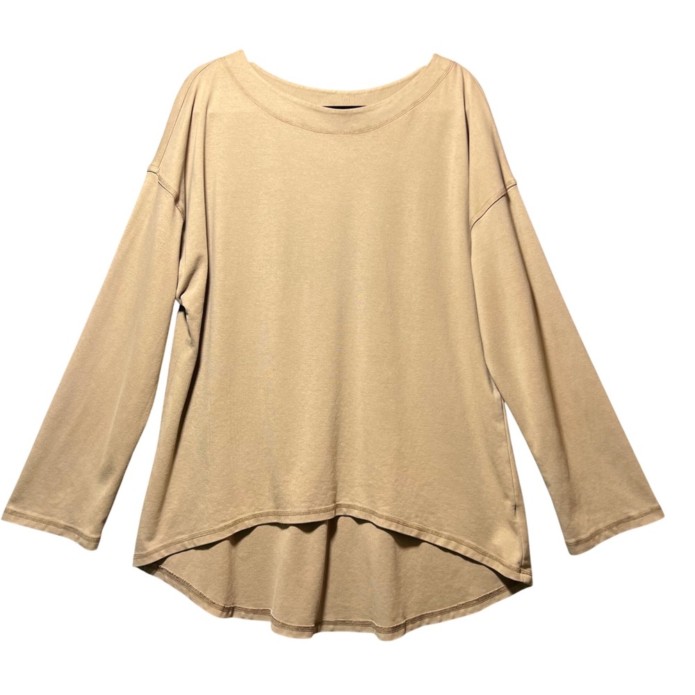 North Star‎ Base Tan High Low Long Sleeve Oversized Tunic Top Size 1 Made in USA